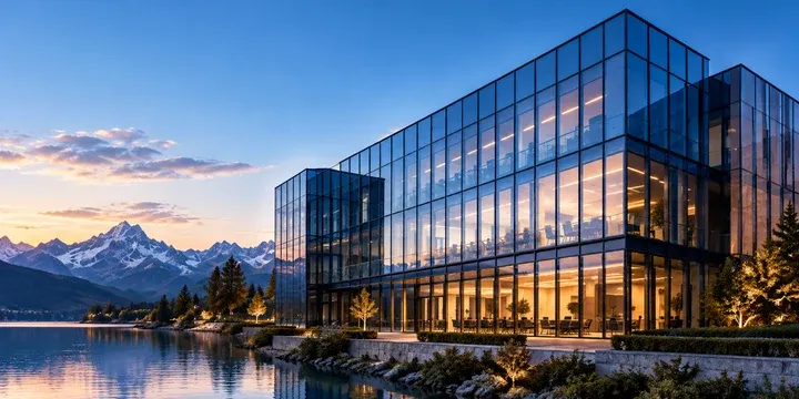 Illustrative contemporary banking office building